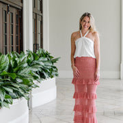 Drop Waist Maxi Skirt in Dusty Rose