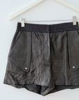 DVF Black Leather Shorts, Size 4