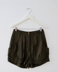 DVF Army Green Silk Shorts, Size 4