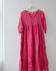 Pink Metallic Midi Dress, Size Small