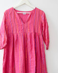 Pink Metallic Midi Dress, Size Small