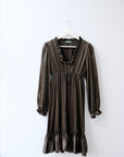Vintage Silk Olive Dress, Size Large
