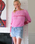 Distressed Sweater in Pink