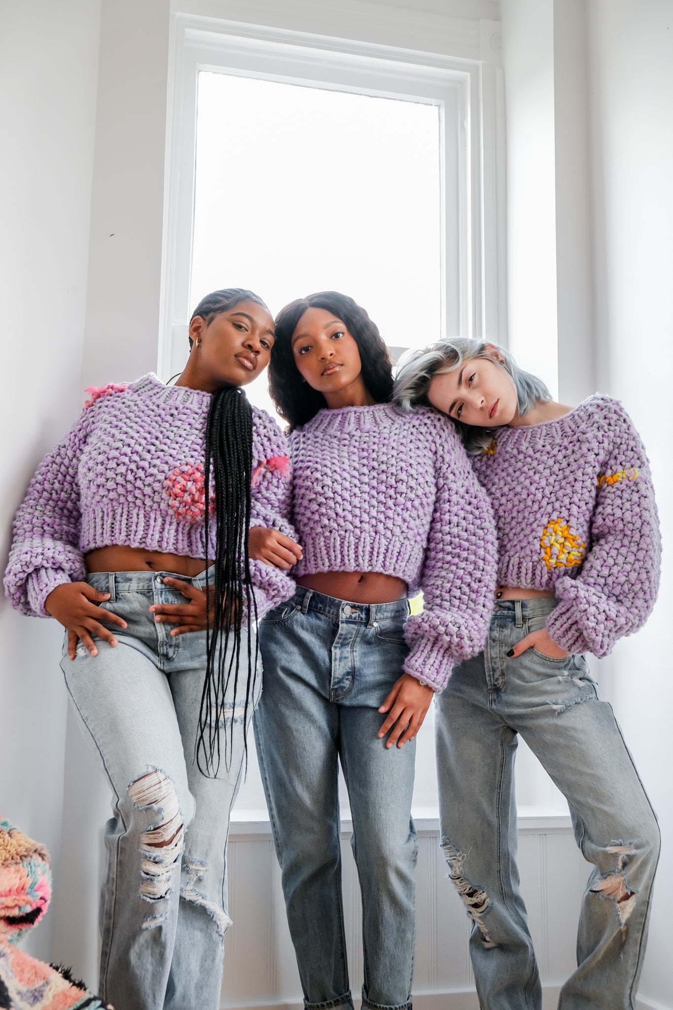 PERVERZE Double Mohair Cropped Tops パープル PERVERZE Double Mohair Cropped Tops パープル