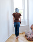 Ruffle Sleeve Top in Tobacco