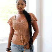 Ruffle Sleeve Top in Mocha