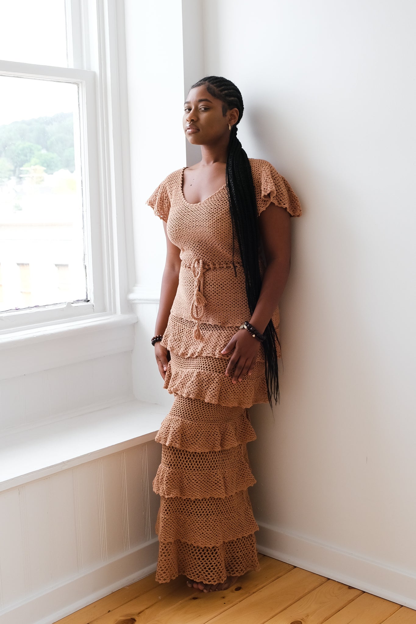 Ruffle Sleeve Top in Mocha – Alexis Co.