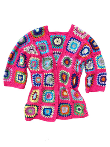 Granny Square Cardigan in Pink