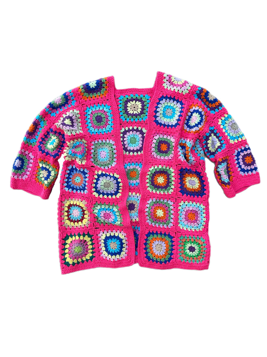 Granny Square Cardigan in Pink