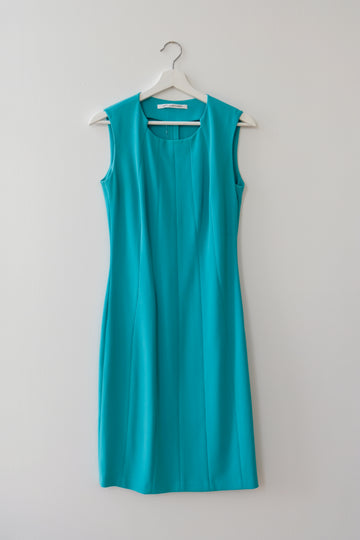 DVF Turquoise Tea Length Dress, Size 4