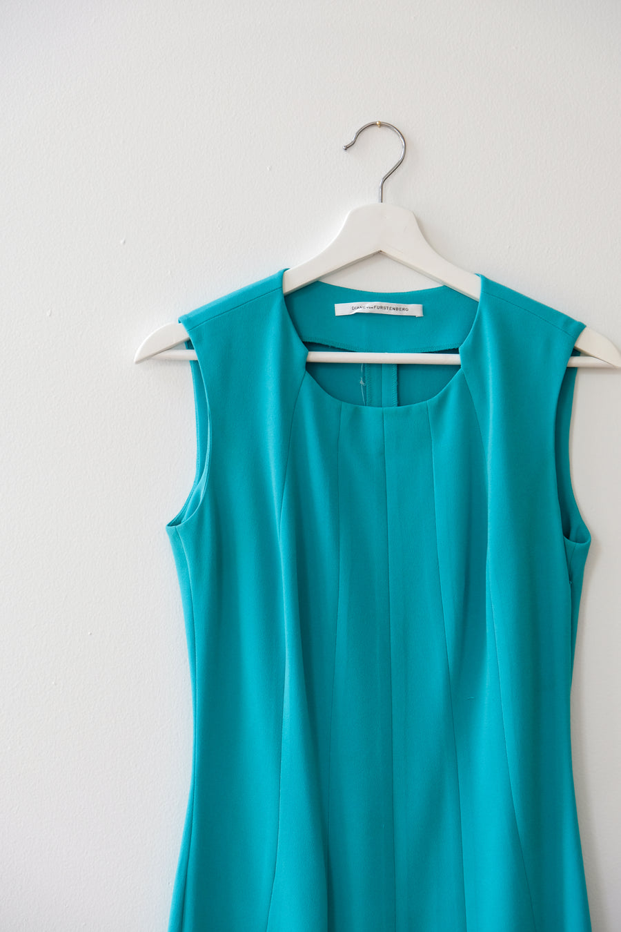 DVF Turquoise Tea Length Dress, Size 4