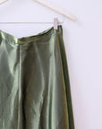 Vintage Silk Chartreuse Maxi Skirt, Size Small