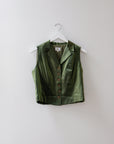 Vintage Silk Chartreuse Vest, Size Medium