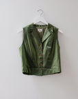Vintage Silk Chartreuse Vest, Size Medium