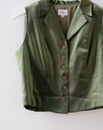 Vintage Silk Chartreuse Vest, Size Medium