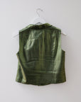 Vintage Silk Chartreuse Vest, Size Medium