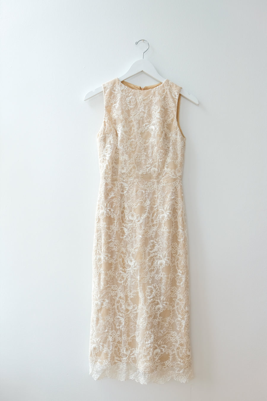 White Lace Tea Length Dress, Size 0
