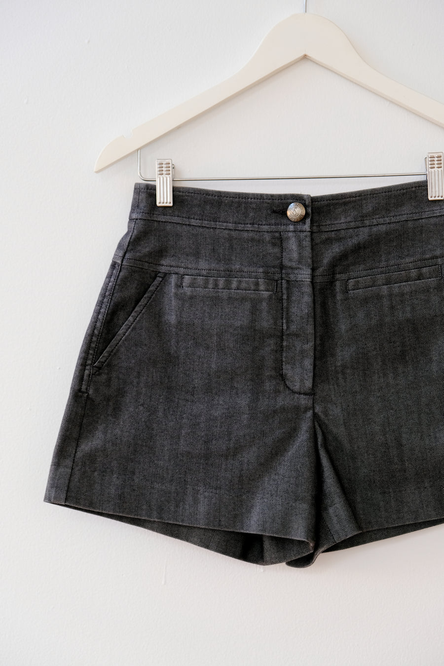DVF High-Waist Denim Shorts, Size 4