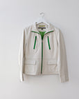 Vintage White Leather Jacket, Size Medium