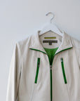 Vintage White Leather Jacket, Size Medium