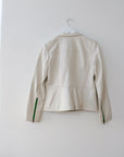 Vintage White Leather Jacket, Size Medium