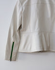 Vintage White Leather Jacket, Size Medium