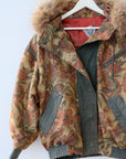 Vintage Jacket with Fur Hood, Size Medium