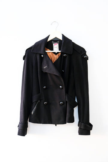 Vintage Black Cotton Jacket, Size Medium