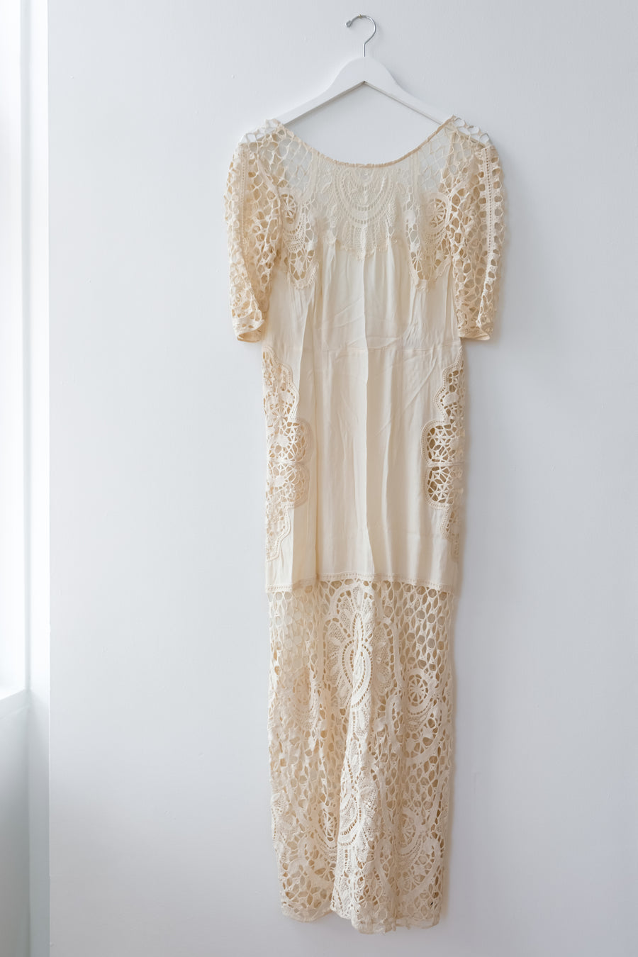 For Love & Lemons Cream Lace Midi Dress, Size Medium