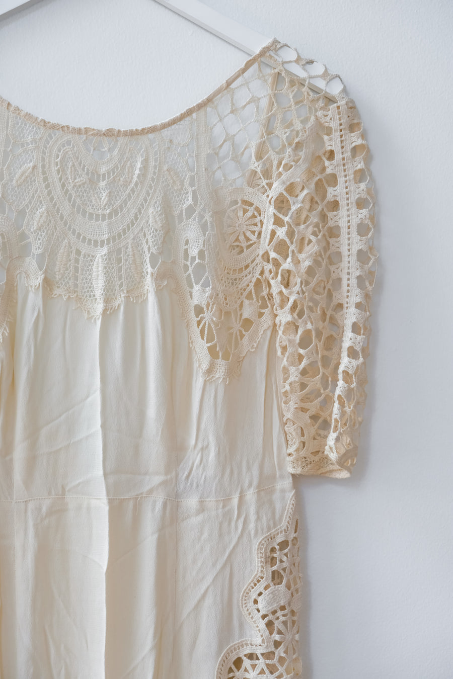 For Love & Lemons Cream Lace Midi Dress, Size Medium