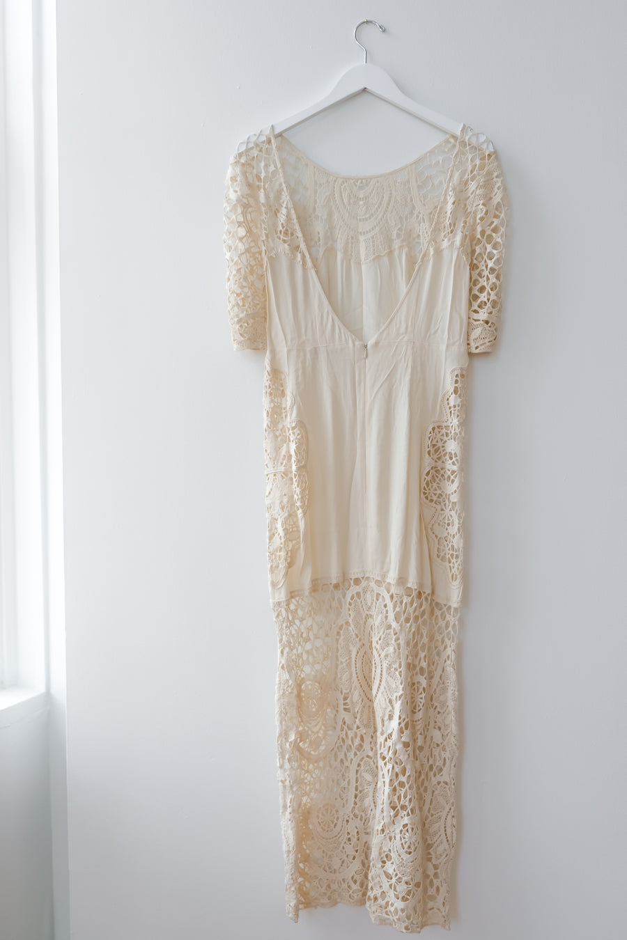 For Love & Lemons Cream Lace Midi Dress, Size Medium