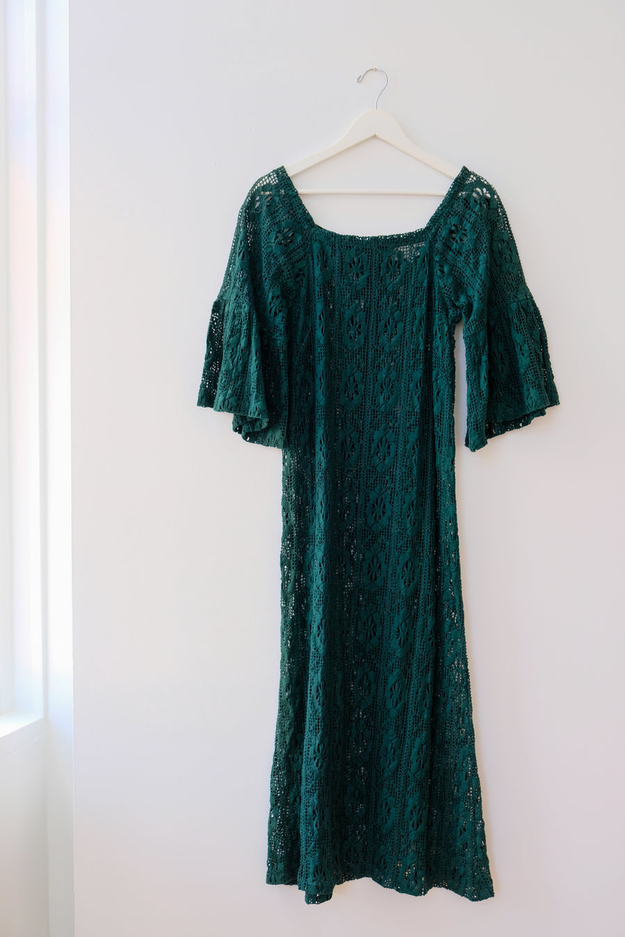 Maria Korovilas Green Lace Midi Dress, Size Small