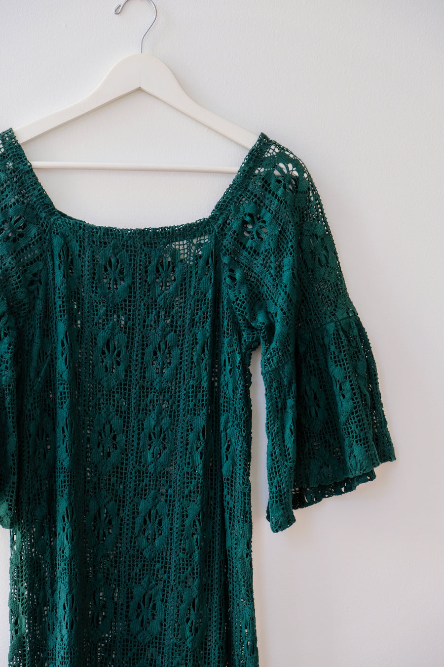Maria Korovilas Green Lace Midi Dress, Size Small