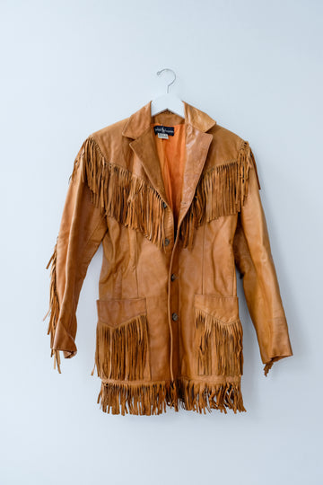 Vintage Ralph Lauren Leather Fringe Jacket, Size Small