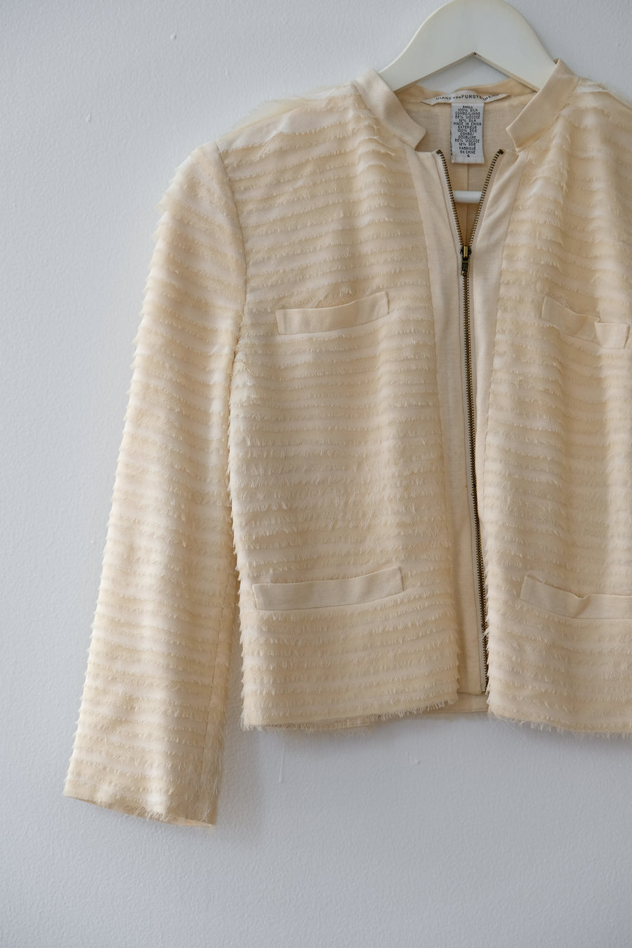 DVF Chiffon Bomber Jacket, Size Small