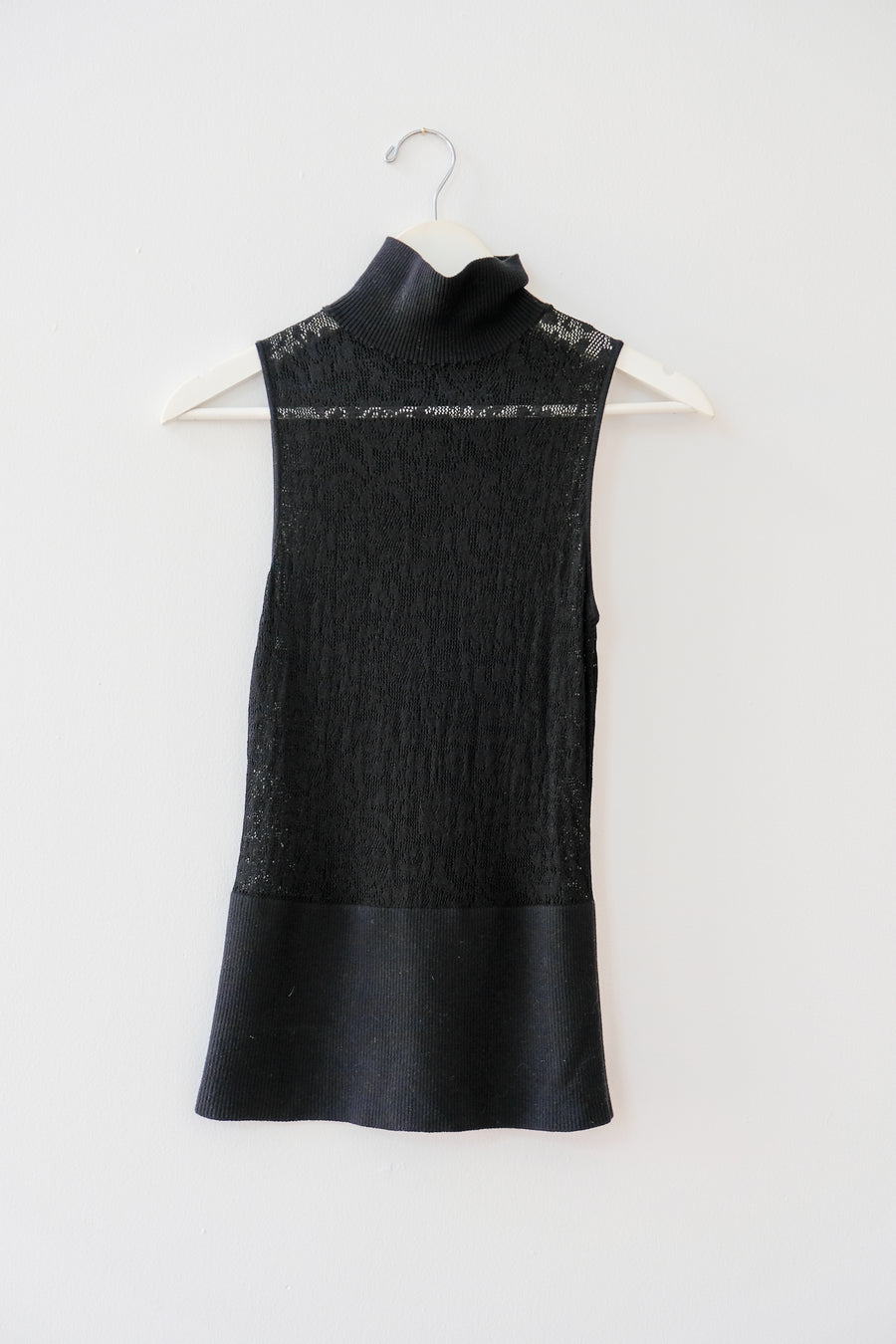 DVF Black Lace Tank, Size Small