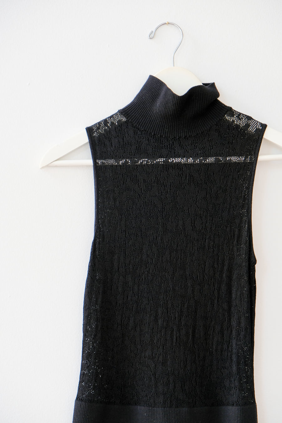 DVF Black Lace Tank, Size Small