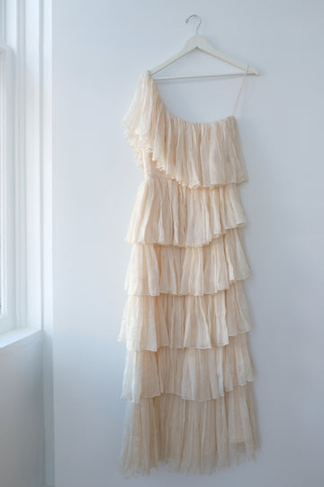 Maria Korovilas One-Of, One-Shoulder Midi-Dress, Size 4