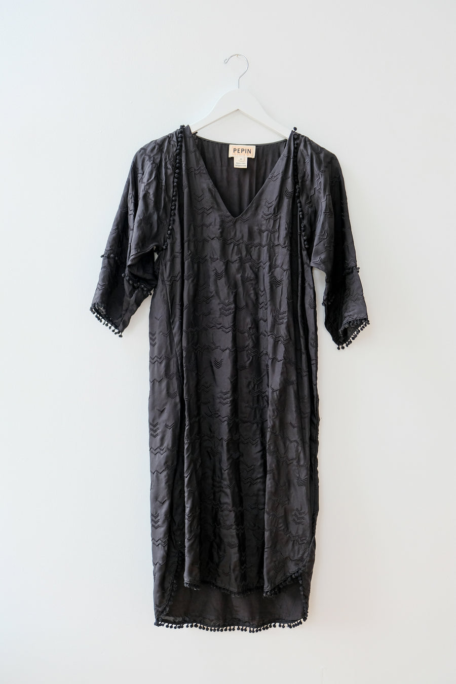 Pepin Black Silk Dress, Size Medium