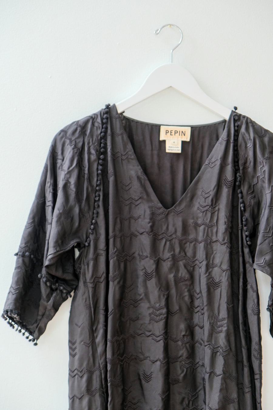 Pepin Black Silk Dress, Size Medium