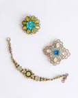 Chartreuse Brooch and Bracelet, Set of Three