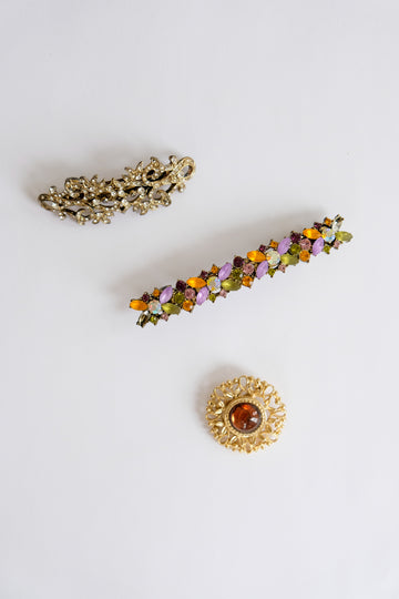 Barrettes and Brooch, Set of Three
