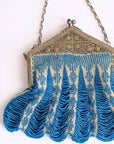 Vintage Antique Blue Beaded Handbag