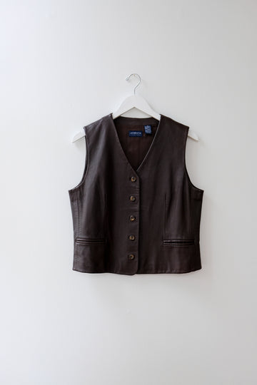 Vintage Liz Claiborne Leather Vest, Size 10