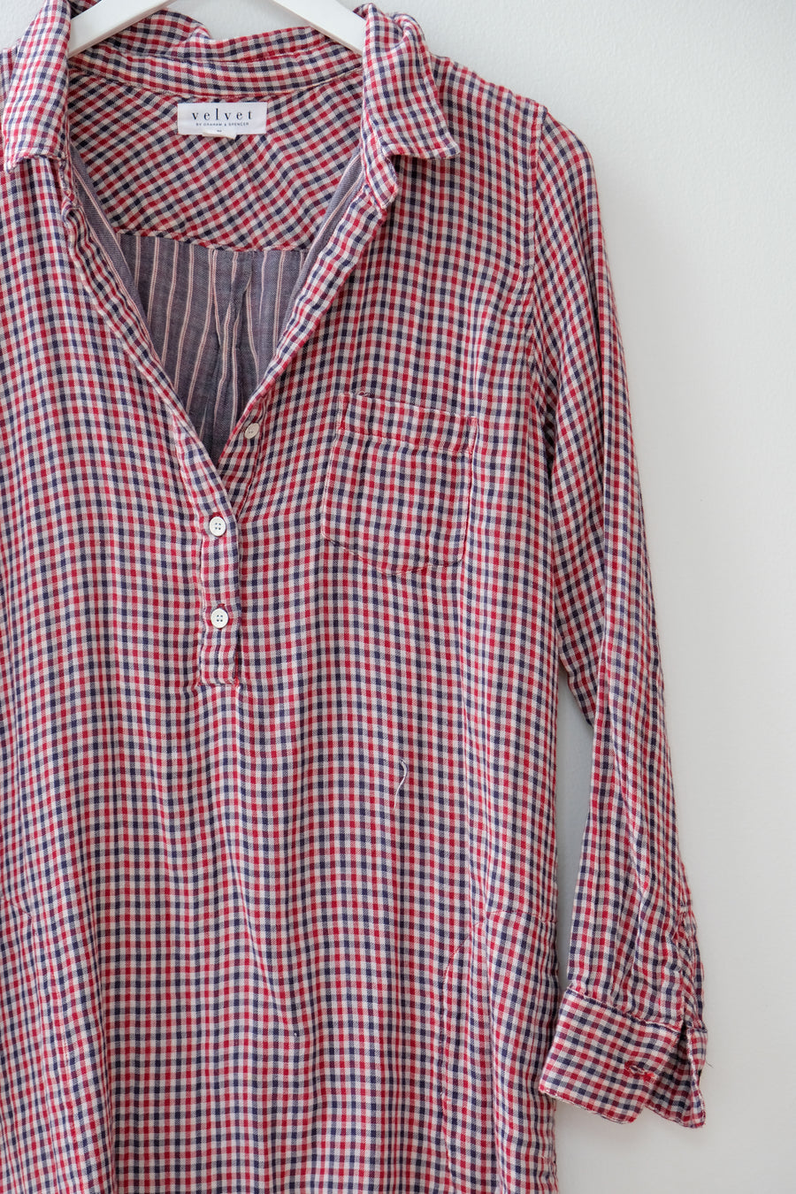 Velvet by Graham and Spencer Check Shirtdress, Size Medium
