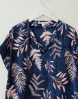 DVF Tropical Print Navy Shift Dress, Size Medium