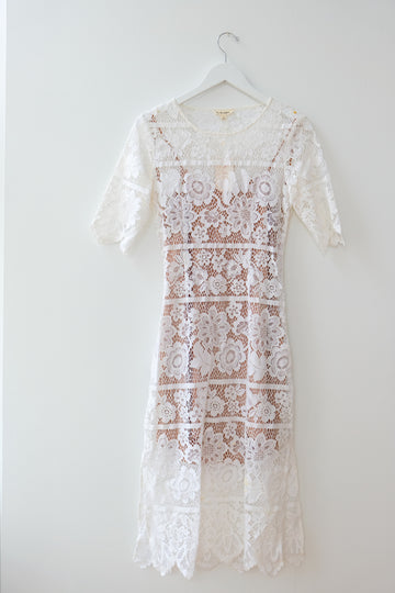 For Love & Lemons White Lace Dress, Size Medium
