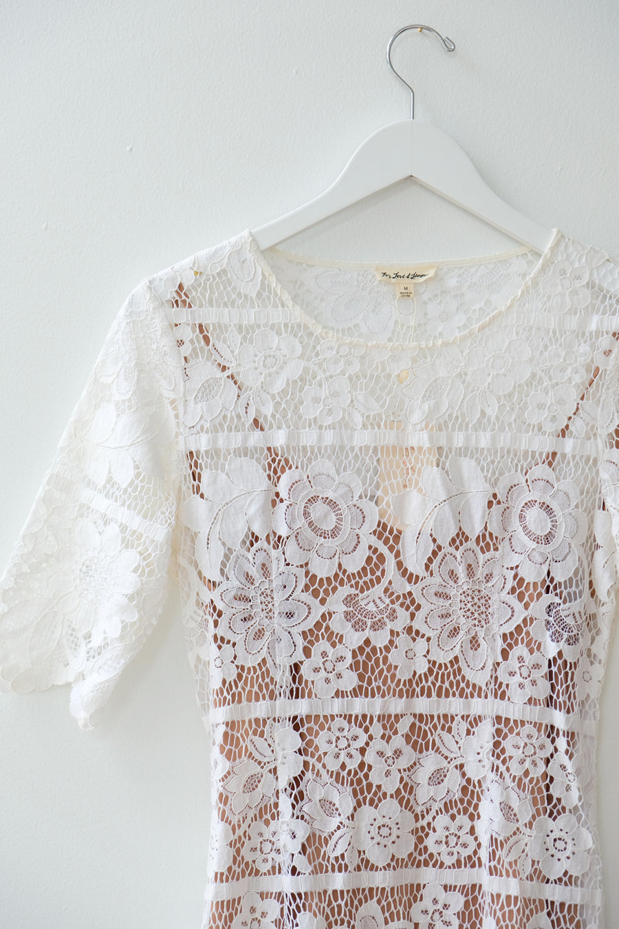 For Love & Lemons White Lace Dress, Size Medium