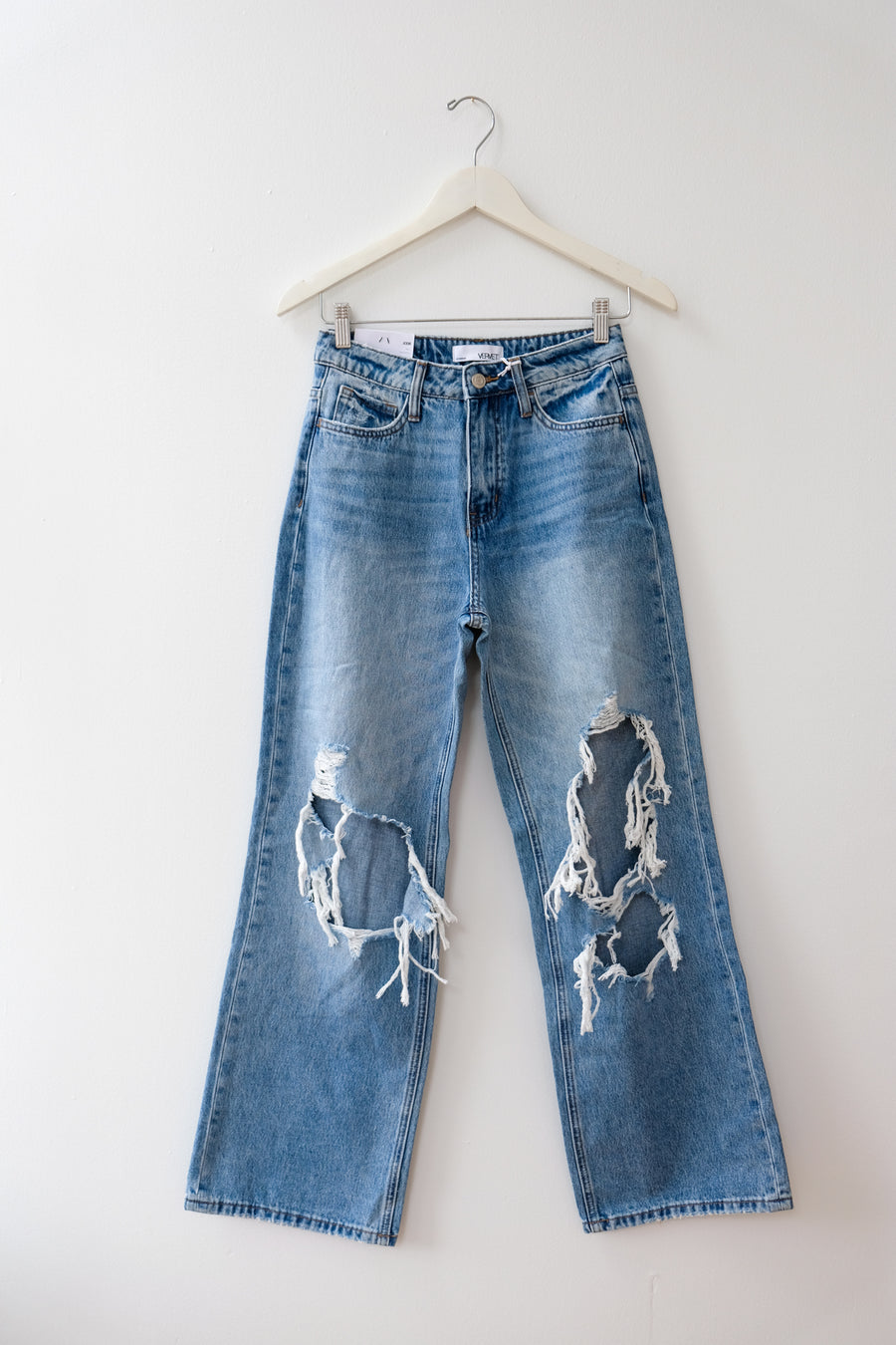 Distressed Denim Wide-Leg, Size 25