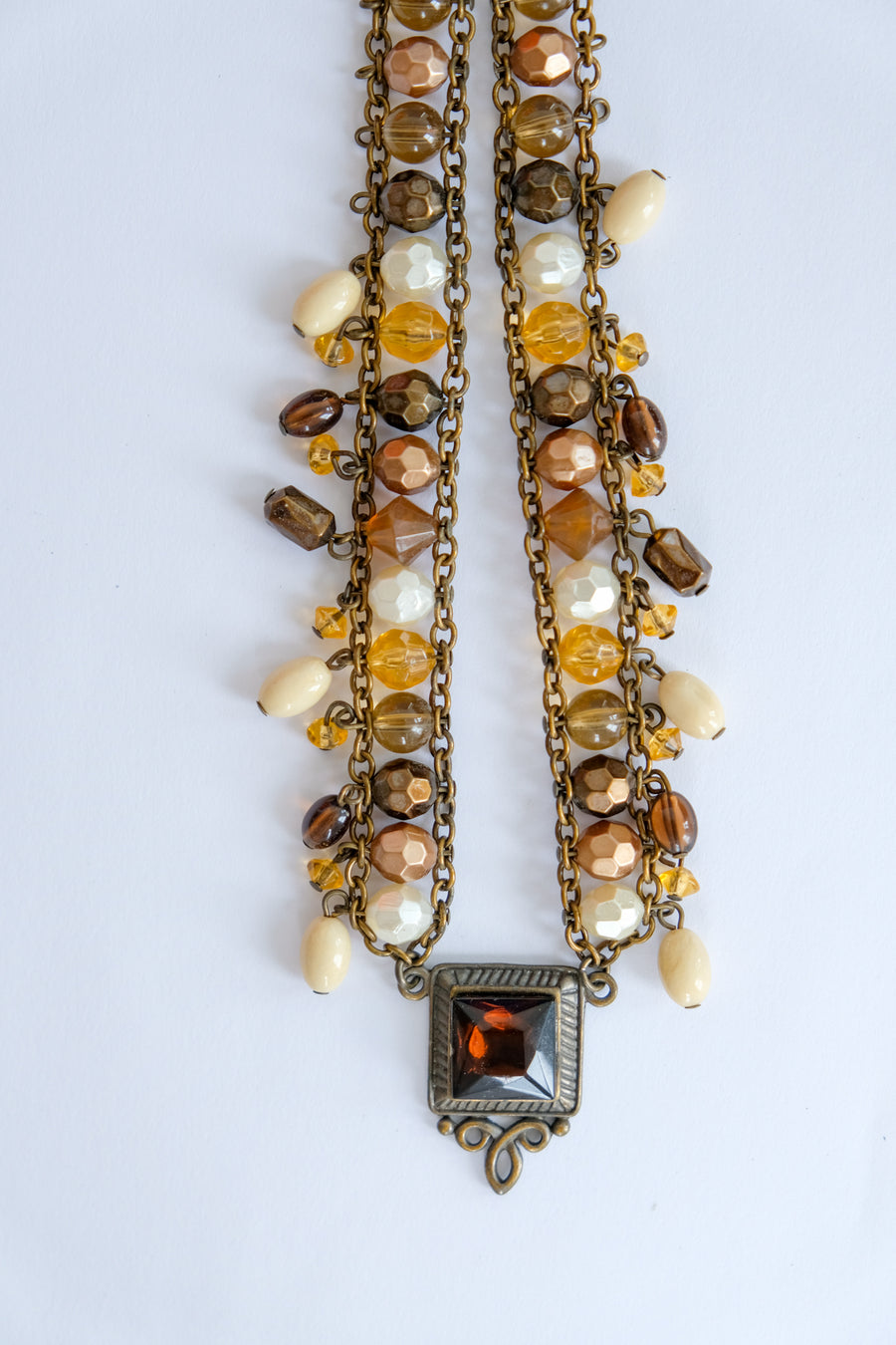 Vintage Amber Chainlink Necklace